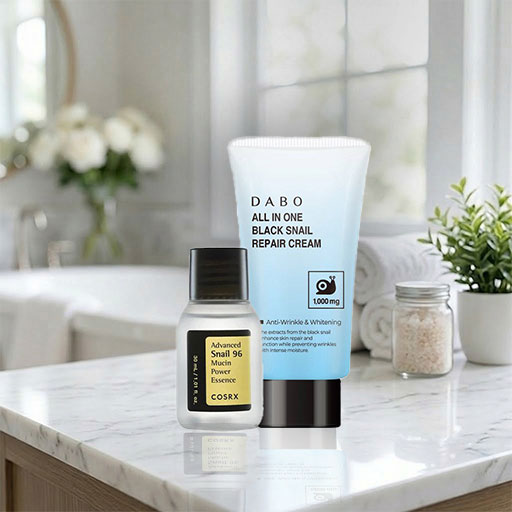 Mini Combo – Dabo Black Snail Cream & Cosrx Advanced Snail 96 Essence .SKU: dabocosrxcombo1